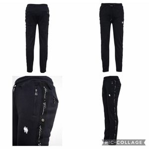 Homme + Femme Men's Slim Fit Track Jogger Sweatpants Joggers For Men Black White